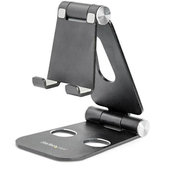 StarTech.com Phone and Tablet Stand - Foldable Universal Mobile Device Holder for Smartphones & Tablets - Adjustable Multi-Angle Ergonomic Cell Phone Stand for Desk - Portable - Black - Mobile phone/Smartphone - Tablet/UMPC - Passive holder - Universal - Black