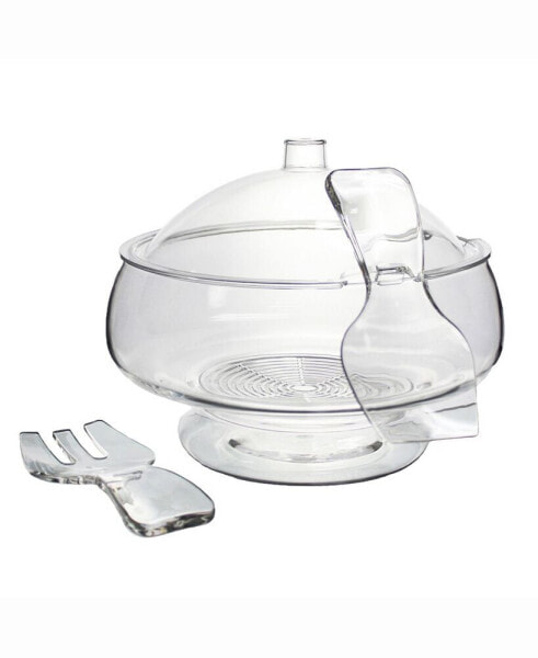 Salad On Ice With Dome Lid Acrylic Salad Bowl and Servers