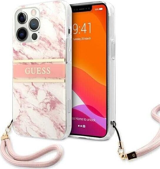 Guess Guess GUHCP13XKMABPI iPhone 13 Pro Max 6,7" różowy/pink hardcase Marble Strap Collection