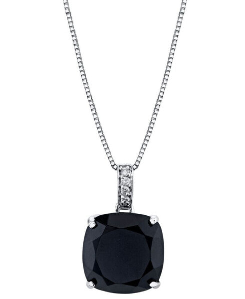 Onyx (6 1/6 ct. t.w.) & Diamond Accent Square 18" Pendant Necklace in Sterling Silver