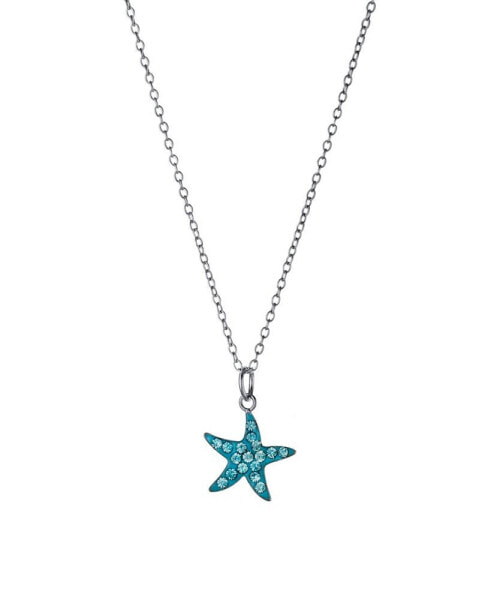Crystal Starfish Pendant Necklace (0.07 ct. t.w.) in Sterling Silver