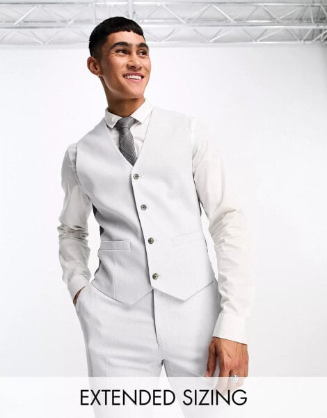 ASOS DESIGN Micro texture skinny suit waistcoat in ice grey