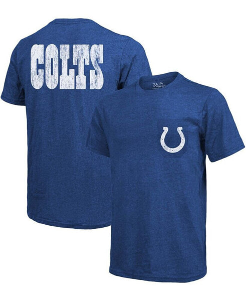 Indianapolis Colts Tri-Blend Pocket T-shirt - Heathered Royal