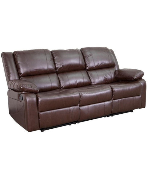 Bustle Back Leathersoft Sofa With Two Built-In Recliners