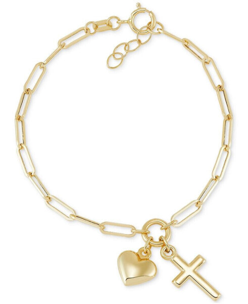Браслет Macy's Cross & Heart Link 14k Gold.