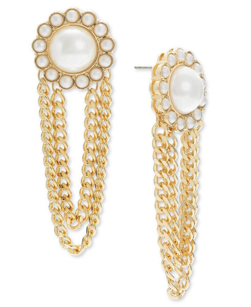 Gold-Tone Imitation Pearl Chain Drop Earrings, Created for Macy's