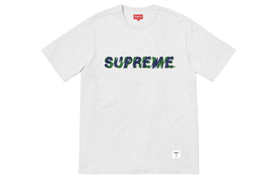 Supreme SS19 Shatter Tee Ash Grey 刺绣 大LOGO短袖T恤 男女同款 灰白色 送礼推荐 / Футболка Supreme SS19 Shatter Tee Ash Grey LOGOT SUP-SS19-010