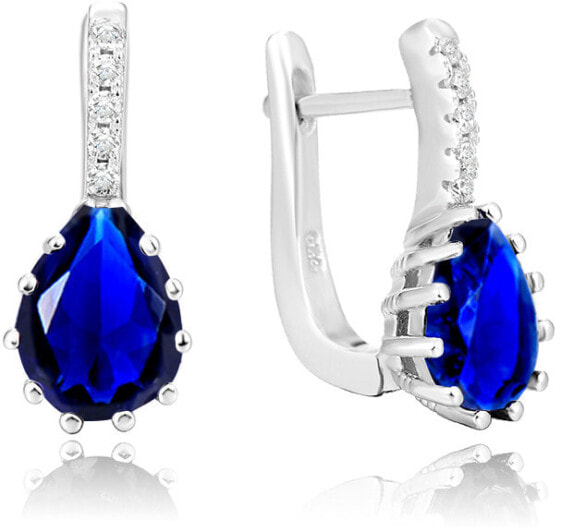 Silver earrings with blue crystal AGU1197