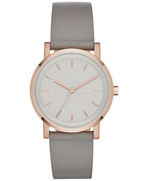 Women's Soho Gray Leather Strap Watch 34mm, Created for Macy's