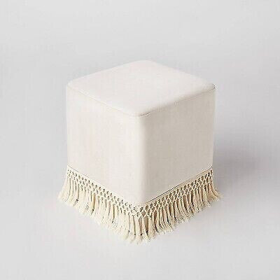 Westchester Fringe Cube Light Beige Velvet Threshold designed with Studio McGee