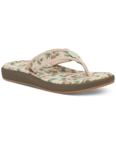 Men's Furreal Floral-Print Flip-Flops