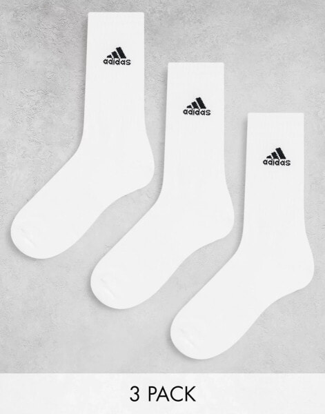 adidas Training 3 pack crew socks in white