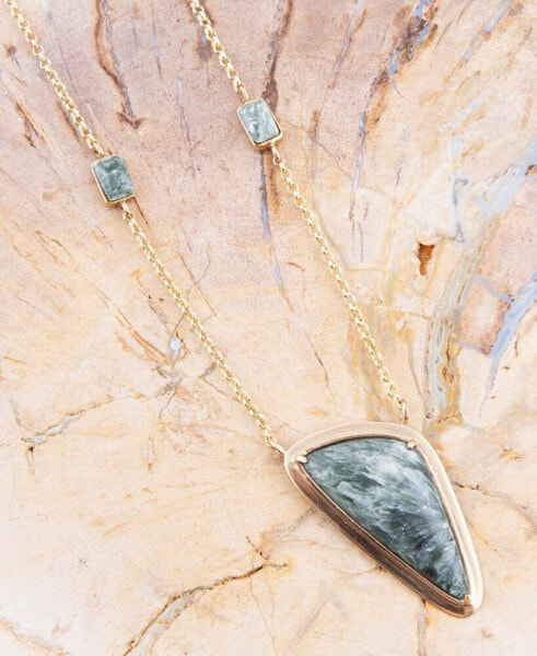 Alpine Genuine Green Seraphinite Abstract Pendant Necklace