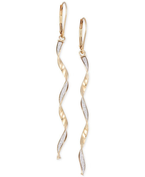 Twist Glitter Long Drop Earrings in 14k Gold