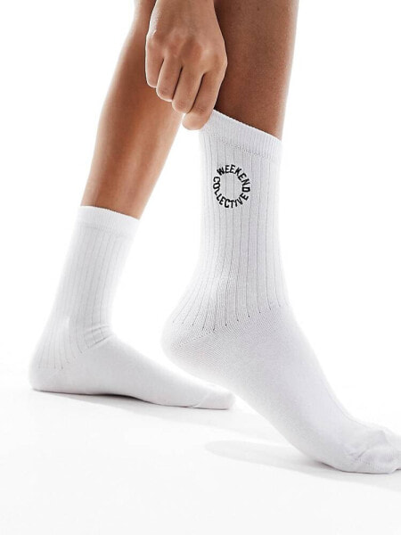 ASOS Weekend Collective socks in white