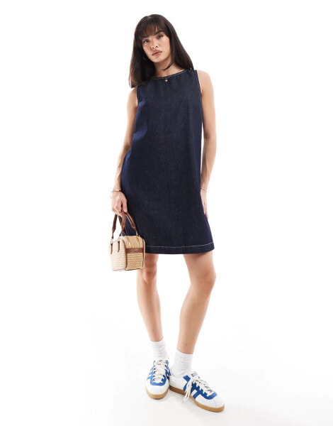 ASOS DESIGN denim tank mini dress in indigo