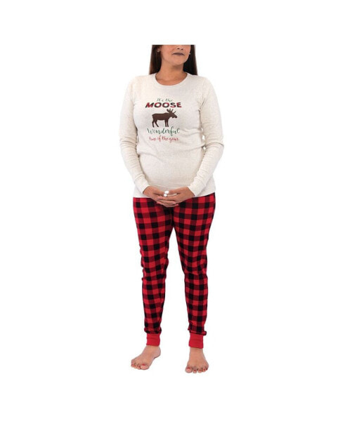 Hudson Womens Unisex Holiday Pajamas, Moose Wonderful Time