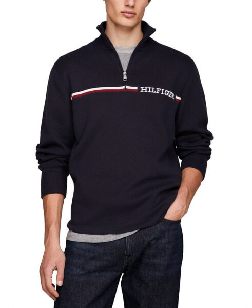 Men's Stripe Quarter-Zip Sweater