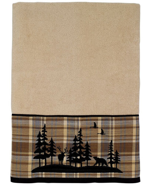 Woodville Plaid Bordered Cotton Bath Towel, 27" x 50"