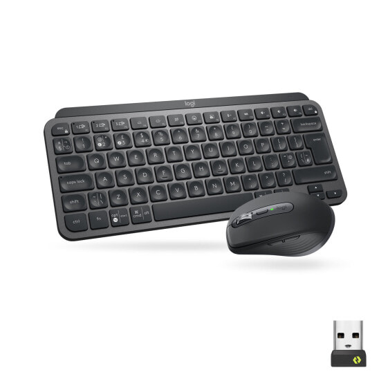 Logitech MX Keys Mini Combo for Business - Mini - RF Wireless + Bluetooth - QWERTY - LED - Graphite - Mouse included