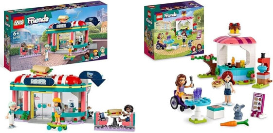 LEGO Friends Restaurant in the City Centre with Toy Mini Dolls Liann, Aliya and Charli from 2023, Restaurant Playset for Children from 6 Years 41728