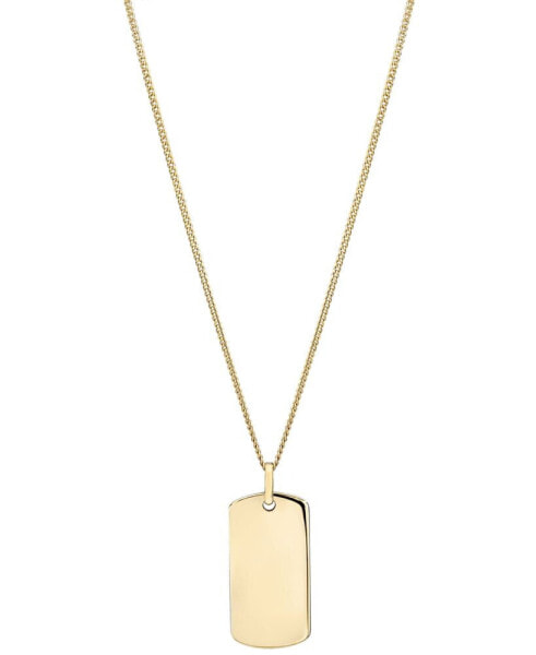 Polished ID Tag Pendant 18" Curb Link Chain Necklace in 10k Yellow Gold