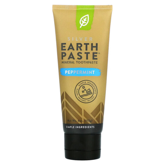 Silver Earthpaste, Mineral Toothpaste, Peppermint, 4 oz (113 g)