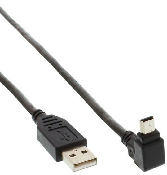 InLine USB Type A male / Mini 5pin male up angled 90° - black - 1m