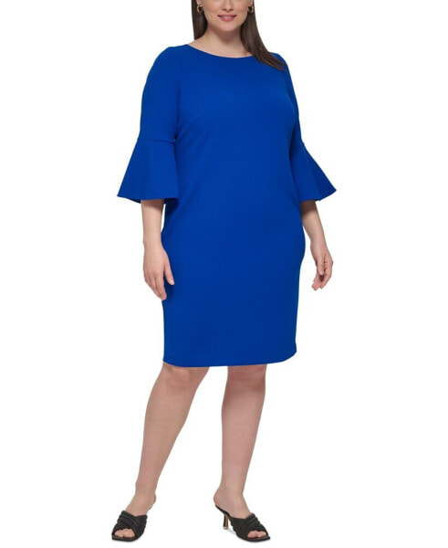 Plus Size Bell-Sleeve Sheath Dress