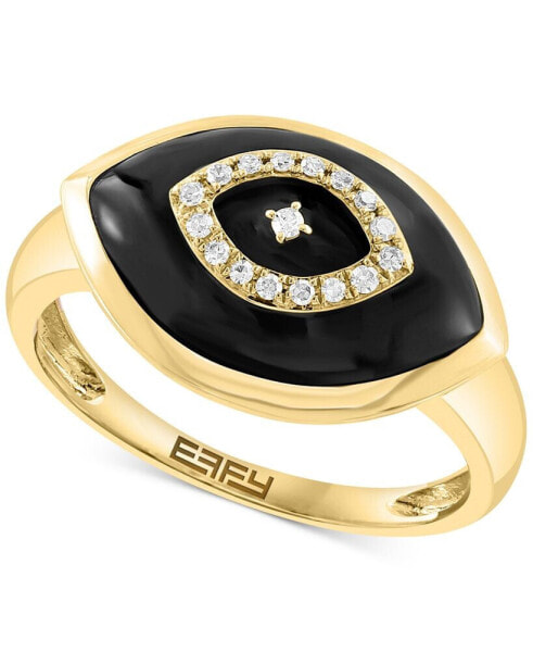 EFFY® Onyx & Diamond (1/20 ct. t.w.) Evil Eye Statement Ring in 14k Gold