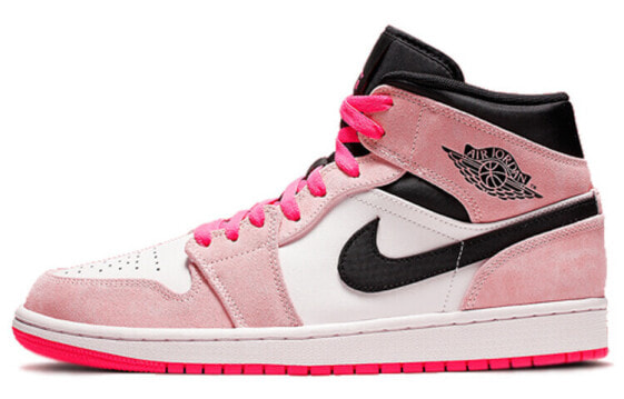Кроссовки Nike Air Jordan 1 Mid Crimson Tint (Белый, Розовый)