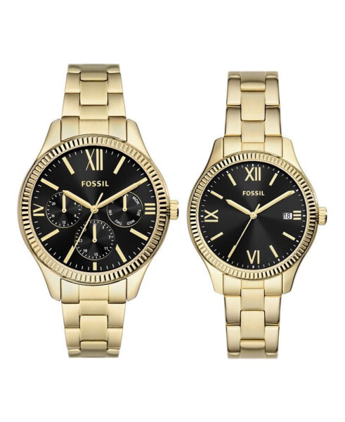 Часы Fossil His and Hers Gold-Tone Box