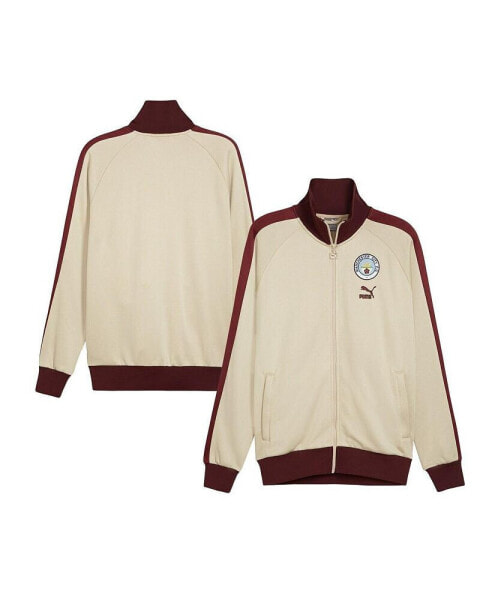 Men's Tan Manchester City ftblHeritage T7 Raglan Full-Zip Track Jacket