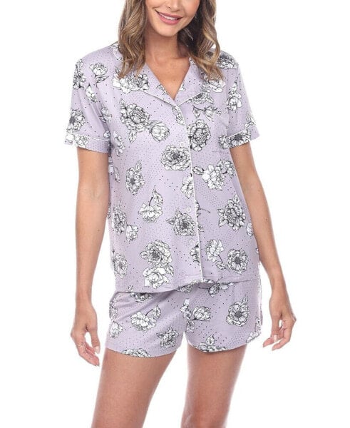 Women's Short Sleeve Floral Pajama Set, 2-Piece