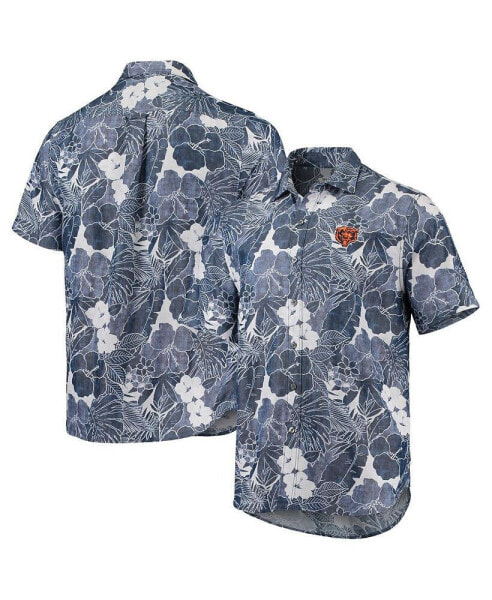 Men's Navy Chicago Bears Coconut Point Playa Floral IslandZone Button-Up Shirt