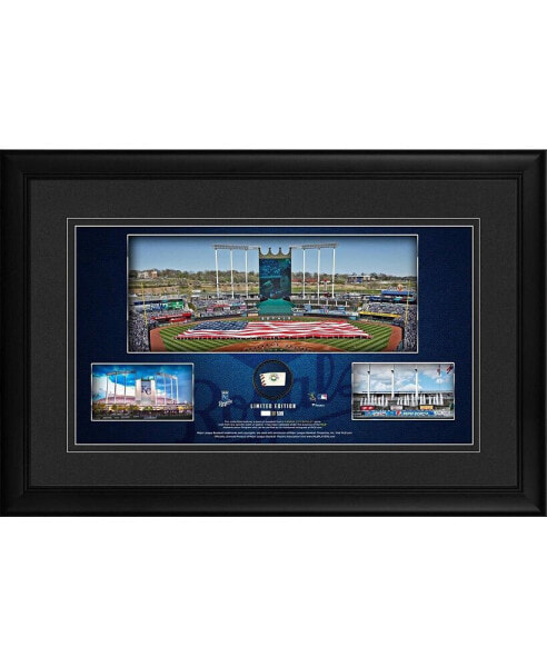 Kansas City Royals Framed 10" x 18" Stadium Panoramic Collage with a Piece of Game-Used Baseball - Limited Edition of 500