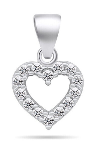 Sparkling silver pendant with zircons Small heart PT86W