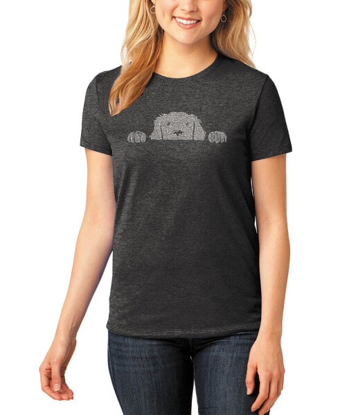 Women's Premium Blend Peeking Dog Word Art T-shirt
