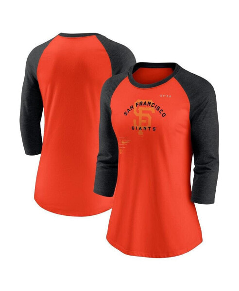 Women's Orange, Black San Francisco Giants Next Up Tri-Blend Raglan 3/4-Sleeve T-shirt