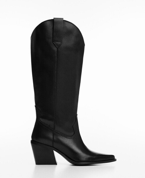 Women's Plain Cowboy Leather Boots