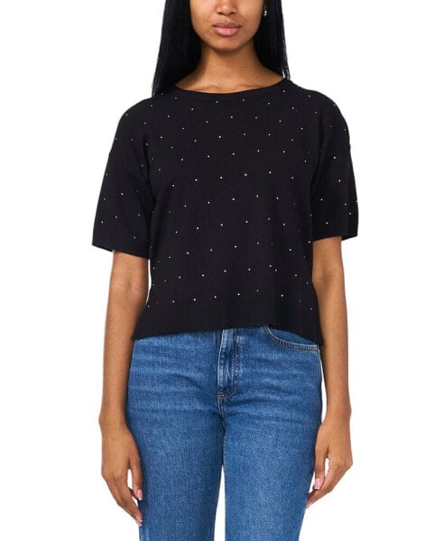 Women's Short-Sleeve Embellished Sweater