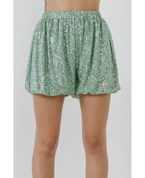 Women's Sequins Blouson Shorts