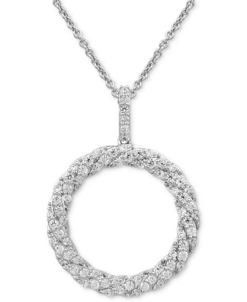 Diamond Circle 18" Pendant Necklace (1/2 ct. t.w.) in Sterling Silver