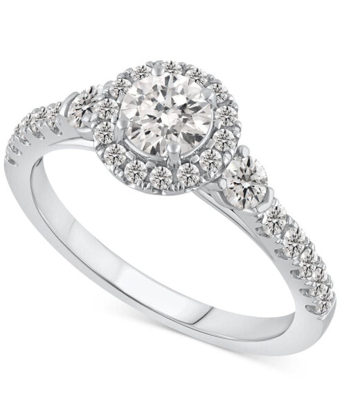 Diamond Halo Engagement Ring (1 ct. t.w.) in 14k White Gold