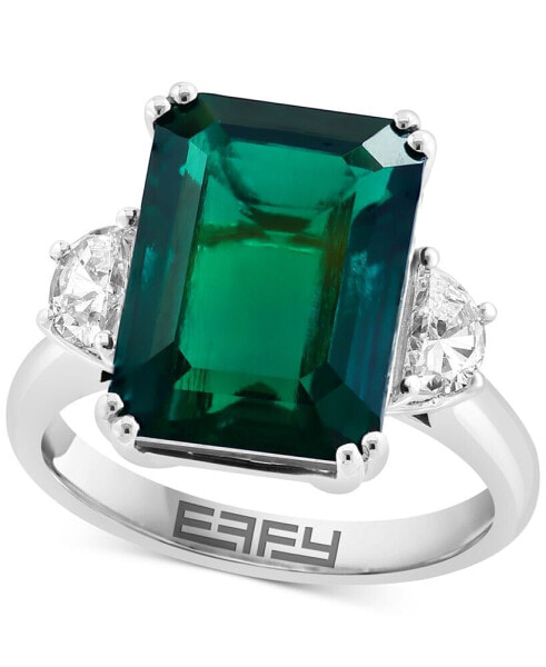 EFFY® Lab Grown Emerald (5-5/8 ct. t.w.) & Lab Grown Diamond (1/2 ct. t.w.) Ring in 14k White Gold