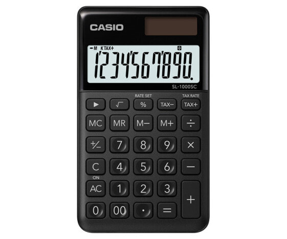 Casio SL-1000SC-BK - Pocket - Basic - 10 digits - 1 lines - Battery/Solar - Black