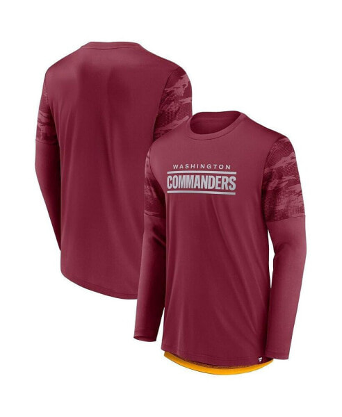 Men's Burgundy, Gold Washington Commanders Square Off Long Sleeve T-shirt