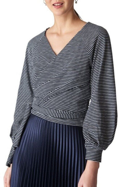 Whistles Striped Wrap Top Black Multi M