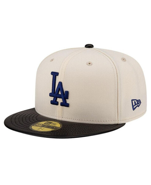 Men's Cream Los Angeles Dodgers Game Night Leather Visor 59fifty Fitted Hat