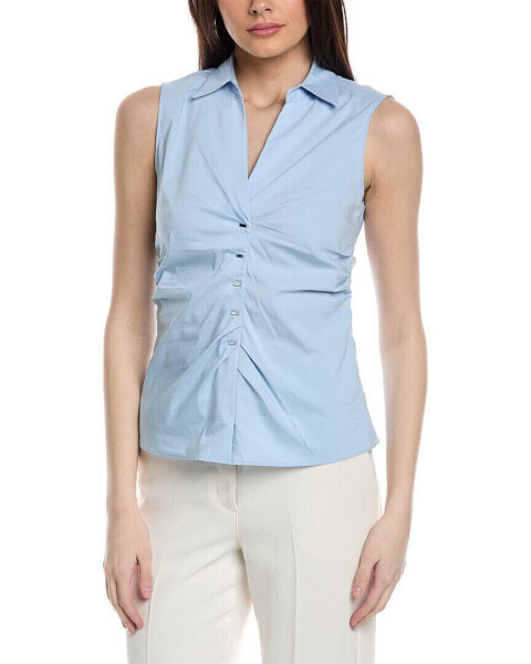 T Tahari Collared Woven Shirt Women's Blue Xs